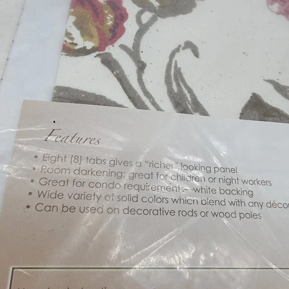 Habitat Cabbage Rose Pair Of‎ Room Darkening Tab Curtain Panels Floral 80X84 NEW